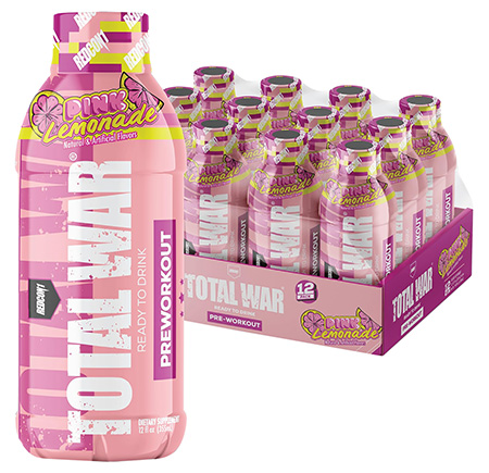 Redcon1 RC1TWRTDPL12 Total War Ready to Drink Pink Lemonade 12 Pack