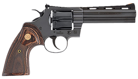 Colt Mfg PYTHONBP5WTS Python  357 Mag38 Special 6 Shot 5" Blued Carbon Steel Vent Rib Barrel, Cylinder  &  Frame, Wood Grip, Exposed Hammer