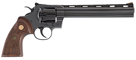 Colt Mfg PYTHONBP8WTS Python  357 Mag 6 Shot 8" Blued Carbon Steel Vent Rib Barrel, Cylinder  &  Frame, Wood Grip, Exposed Hammer