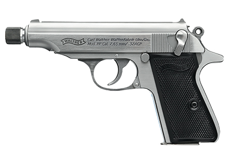Walther Arms 4796062 PP SD Carry Frame 32 ACP 8+1 3.90" Stainless Steel Threaded Barrel, Stainless Steel Slide  &  Frame w/Beavertail, Black Polymer Grip