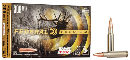 Federal P308H Premium  308Win 165gr Barnes TSX 20 Per Box/10 Case