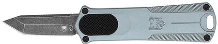 CobraTec Knives CALI952GRYTNS California 952 *CA Compliant 1.75" OTF Tanto Plain Black Stonewashed D2 Steel Blade, 3" Gray Anodized Aluminum Handle