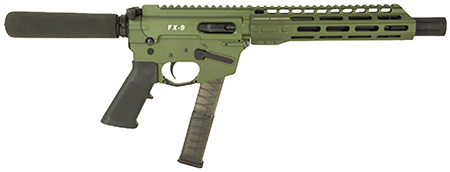 FREEDOM ORDNANCE FX9P10T-ODG FX9  9mm Luger 31+1 10" Black Nitride Stainless Steel Barrel, M-LOK Handguard, Black Anodized Aluminum Picatinny Rail Receiver, OD Green Pistol Tube, AR15 Grip, Right Hand