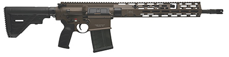 HK 81001206 MR762 A4 7.62x51mm 10+1 16.50" Black Threaded Barrel, Patriot Brown Picatinny Rail Receiver, M-LOK Handguard, 6 Position Black Synthetic Stock, Black Finger Grooved Grip, Ambidextrous