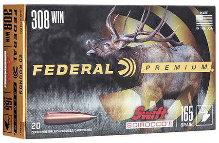 Federal P308SS1 Premium  308Win 165gr Swift Scirocco II 20 Per Box/10 Case