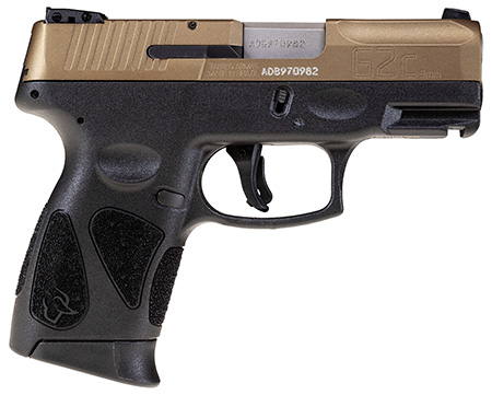 Taurus 1G2C93A12 G2C  Compact Frame 9mm Luger 12+1 3.26" Matte Stainless Steel Barrel, Burnt Bronze Serrated Alloy Steel Slide, Black Polymer Frame w/Picatinny Rail  &  Polymer Grip, Right Hand
