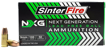 SinterFire Inc SF9100NXG Next Generation (NXG)  9mmLuger 100gr Lead Free Ball 50 Per Box/20 Case
