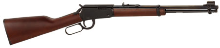 Henry H001Y Lever  Youth 22 Long/22 LR/22 Short 12 LR/16 Short, 16.13" Blued Round Barrel, Black Steel Receiver, American Walnut Fixed Stock,  Right Hand