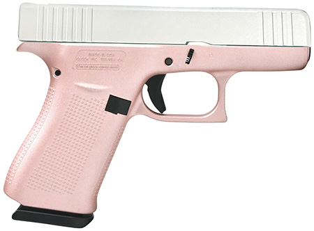 Glock UX4350204RGFPWS G43X  Sub-Compact Frame 9mm Luger 10+1 3.41" Black GMB Barrel, Pearl White Cerakote Serrated Steel Slide, Rose Gold Polymer Frame w/Beavertail, Textured Polymer Grip, USA Made