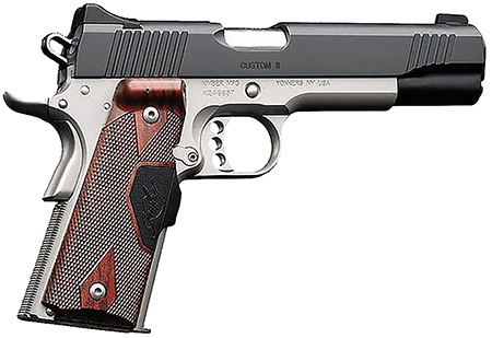 Kimber Mfg.,inc 3200387 Custom II Two-Tone LG 45 ACP 7+1 5" Brushed Polished Black Brush Polished Small Rosewood Checkered Grip