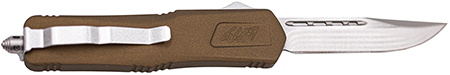 Great Lakes Firearms GLKMDSMTBRZ GLFA  Medium 3.50" OTF Plain Steel Blade, Bronze Cerakote Aluminum Handle