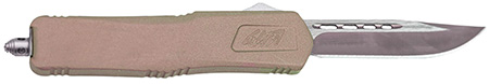 Great Lakes Firearms GLKMDSMTFDE GLFA  Medium 3.50" OTF Plain Steel Blade, Flat Dark Earth Cerakote Aluminum Handle