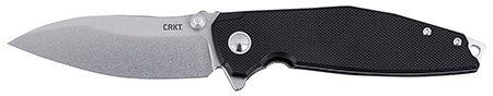 CRKT 2540 IBISD  EDC 3.09" Folding Plain Stonewashed D2 Steel Blade, Black G10 Handle