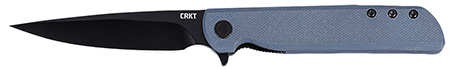 CRKT 3801KN LCK +  3.38" Folding Plain Black Oxide 14C28N Steel Blade, Gray Textured G10 Handle