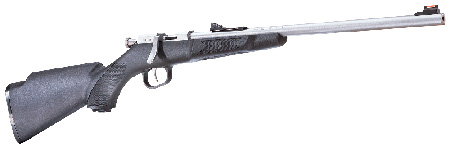 Henry H005 Mini Bolt Youth 22 Short/ 22 Long/ 22 LR 1rd 16.25" Stainless Steel Barrel  &  Receiver, Fiber Optic Front  &  Rear Sights, Black Synthetic Stock Right Hand