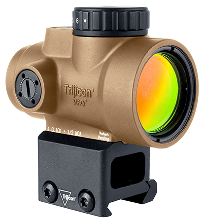 Trijicon 2200328 MRO SD  Coyote Tan 1x25mm 2 MOA Red Dot Reticle Lower 1/3 Co-Witness Mount