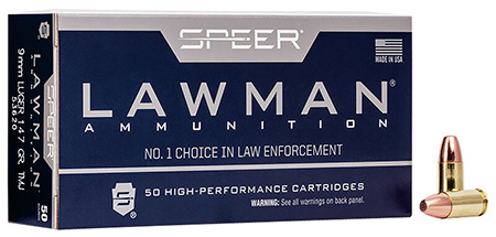 Speer 53620 Lawman  9mmLuger 147gr Total Metal Jacket Round Nose 50 Per Box/20 Case