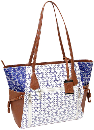 BDOG BDP-086     TOTE STYLE PURSE W/HLSTR  WHT/BLU