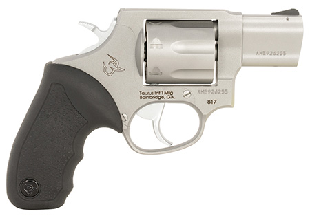 Taurus 2-817029 817  Medium 38 Special 7 Shot 2" Matte Stainless Steel Barrel, Cylinder  &  Frame, Black Rubber Grip, Exposed Hammer