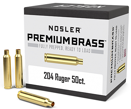 Nosler 10056 Premium Brass Unprimed Cases 204Ruger Rifle Brass 50/Box