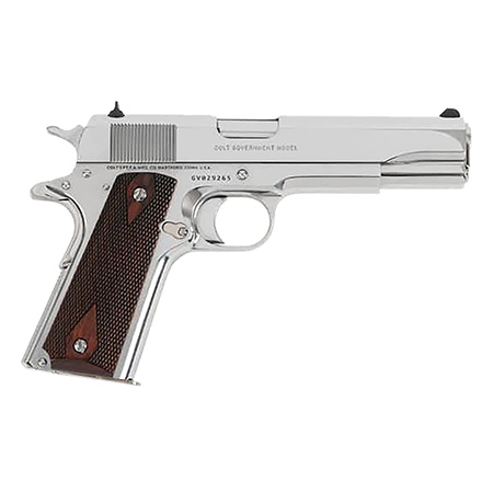 Colt Mfg O1073BSTS Government  38 Super 9+1 5" Stainless National Match Barrel, Stainless Steel Serrated Slide, Stainless Steel Frame w/Beavertail