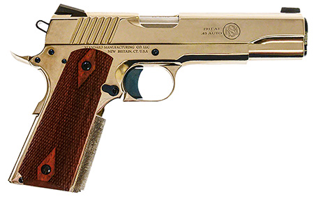 Standard Mfg  1911 Standard Full Size Frame 45 ACP 7+1 5" Stainless Match Grade Barrel, Nickel Steel Serrated Slide, Nickel Steel Frame w/Beavertail, Walnut Double Diamond Grip