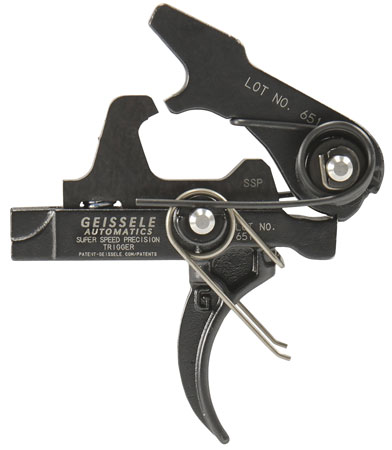 Geissele Automatics 05400 SSP  Single-Stage Curved Trigger with 3-3.75 lbs Draw Weight  &  Black Oxide Finish for AR-Platform