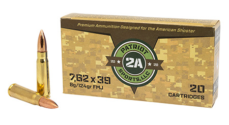 PATRIOT SPORTS LLC P762124F   7.62x39mm 124gr Full Metal Jacket 20 Per Box/50 Case