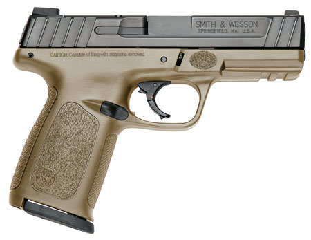 Smith  &  Wesson 11998 SD9  Compact Frame 9mm Luger 16+1, 4" Black Armornite Stainless Steel Barrel  &  Serrated Slide, Flat Dark Earth Polymer Frame w/Picatinny Rail, FDE Textured Grip, No Safety