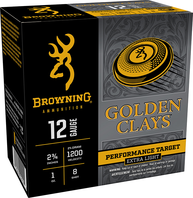 Browning Ammo BGC12L8 Golden Clays  12Gauge 2.75" 1oz 8Shot 25 Per Box/10 Case