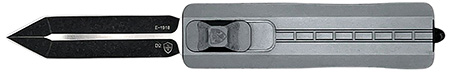 Templar Knife  Sentinel  3" OTF Dagger Plain Black Oxide Stonewashed D2 Steel Blade, 4.28" Gunmetal Gray Anodized Aluminum Handle, Glass Breaker