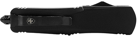 Templar Knife SBR331 Gen II  Slim 3.43" OTF Drop Point Plain Black Oxide Stonewashed 440C SS Blade, 5.05" Black Aluminum/Rubber Handle, Glass Breaker