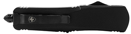 Templar Knife  Gen II Back The Blue Large 3.50" OTF Dagger Part Serrated Black Oxide Stonewashed 440C SS Blade, 5.50" B & W US Flag w/Blue Line Aluminum Handle, Glass Breaker