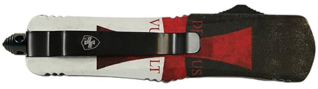 Templar Knife  Gen II Templar Flag Large 3.50" OTF Dagger Plain Black Oxide Stonewashed 440C SS Blade, 5.50" Templar Flag Aluminum Handle, Glass Breaker