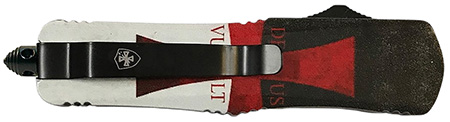 Templar Knife  Gen II Templar Flag Large 3.50" OTF Drop Point Plain Black Oxide Stonewashed 440C SS Blade, 5.50" Templar Flag Aluminum Handle, Glass Breaker