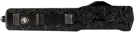 Templar Knife  Premium LW Maiden Gloss Slim OTF Dagger Part Serrated Black Oxide Stonewashed Powder Coated D2 Steel Blade, 5" Black Gloss Aluminum Handle