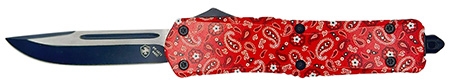 Templar Knife  Gen II  Slim 3.43" OTF Tanto Plain Black Oxide Stonewashed 440C SS Blade, 5.05" Red Aluminum Handle, Glass Breaker