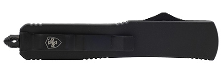 Templar Knife  Gen II  Slim 3.43" OTF Tanto Plain Black Oxide Stonewashed 440C SS Blade, 5.05" Black Aluminum/Rubber Handle, Glass Breaker