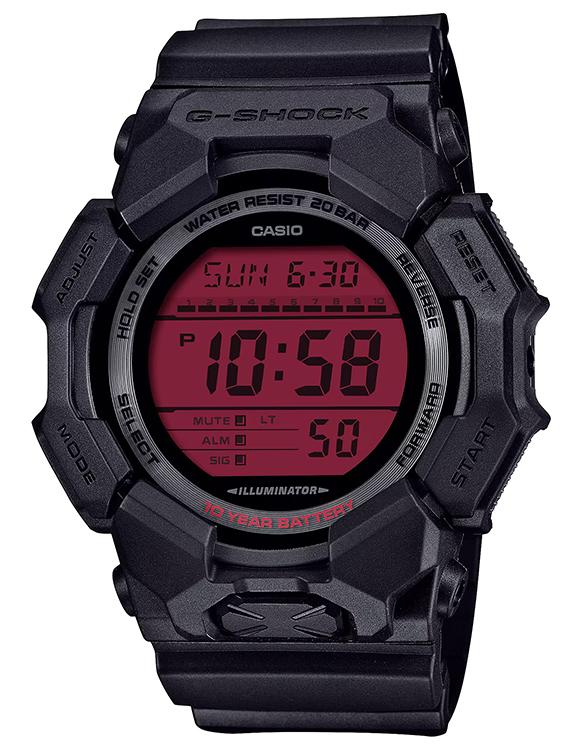 GSHOCK GD010BBR1CR   DIGITAL MOVEMENT  BLK/RED
