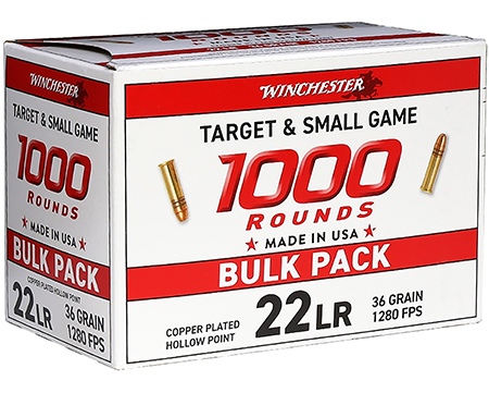 Winchester Ammo 22LR1KHP   22LR 36gr Plated Hollow Point 1000 Per Box/2 Case