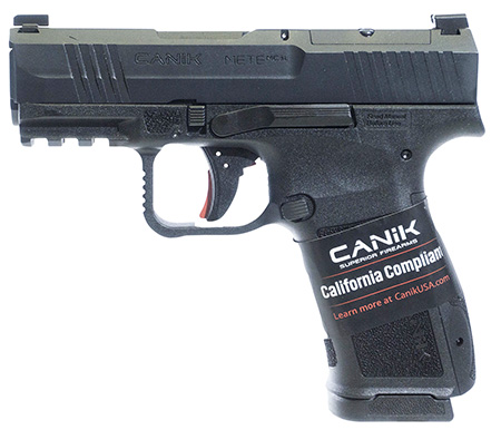 Canik HG7884CA-N Mete MC9L *CA Compliant 9mm Luger 10+1 3.18" Black Steel Barrel, Black Nitride Steel Serrated Slide, Black Polymer Frame w/Picatinny Rail, Interchangeable Backstrap Grip