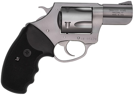 Charter Arms 73520 Mag Pug  Large 357 Mag, 5 Shot 2.20" Matte Stainless Steel Ported Barrel, Matte Stainless Steel Cylinder  &  Frame w/Black Finger Grooved Rubber Grip