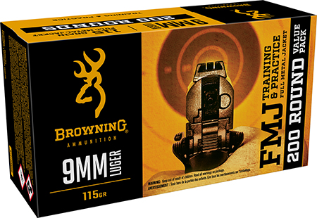 Browning Ammo B1918000969mm Luger 115gr Full Metal Jacket 200 Per Box/5 Case *Bulk Pack