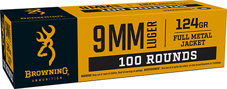 Browning Ammo B9MM124VP9mm  Luger 124gr Full Metal Jacket 100 Per Box/10 Case *Value Pack