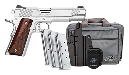 Kimber Mfg, Inc 3700852 Stainless LW Bundle 45 ACP 8+1 5" Match Grade Barrel, Stainless Steel Serrated Slide, Aluminum Frame