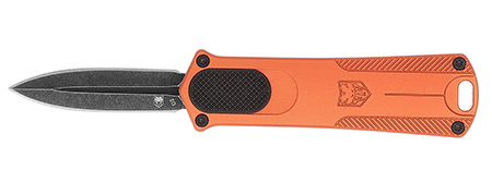 CobraTec Knives 952ORGDAGNS 952  Small 1.75" OTF Dagger Plain Black Stonewashed D2 Steel Blade, 3" Orange Aluminum Handle