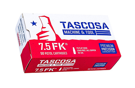 Tascosa Machine and Tool TMTAMMOF9   7.5FK 101gr Flat Nose 50 Per Box/12 Case