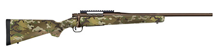 Mossberg 28284 Patriot  Compact 7mm PRC 3+1 20" Patriot Brown Cerakote Threaded Bull Barrel, Patriot Brown Cerakote Steel Receiver w/Picatinny Rail, MultiCam Fixed Synthetic Stock