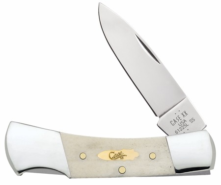 Case 11026 Lockback  Folding Drop Point Plain Tru-Sharp SS Blade, Smooth Natural Bone Handle