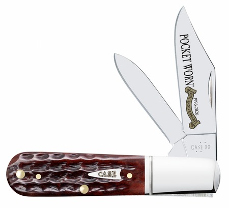 Case 55233 Pocket Worn Barlow Folding 2.50" Clip Point/1.87" Pen Plain Mirror Polished Tru-Sharp SS Blade Corn Cob Jigged Mahogany Bone Handle